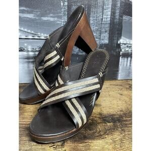 Cole Haan Wood‎ Heel Slip On Sandals Women's Size 9 B
